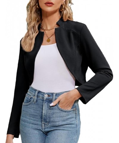 Women's Long Sleeve Shrugs for Dress Vintage Shrugs Open Front Bolero Cropped Blazer Business Tops Black $14.03 Sweaters