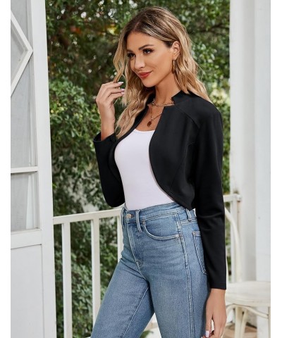 Women's Long Sleeve Shrugs for Dress Vintage Shrugs Open Front Bolero Cropped Blazer Business Tops Black $14.03 Sweaters