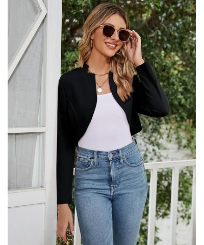 Women's Long Sleeve Shrugs for Dress Vintage Shrugs Open Front Bolero Cropped Blazer Business Tops Black $14.03 Sweaters