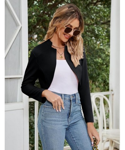 Women's Long Sleeve Shrugs for Dress Vintage Shrugs Open Front Bolero Cropped Blazer Business Tops Black $14.03 Sweaters