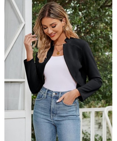 Women's Long Sleeve Shrugs for Dress Vintage Shrugs Open Front Bolero Cropped Blazer Business Tops Black $14.03 Sweaters