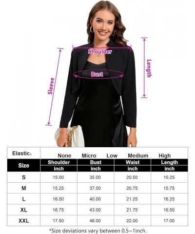 Women's Long Sleeve Shrugs for Dress Vintage Shrugs Open Front Bolero Cropped Blazer Business Tops Black $14.03 Sweaters