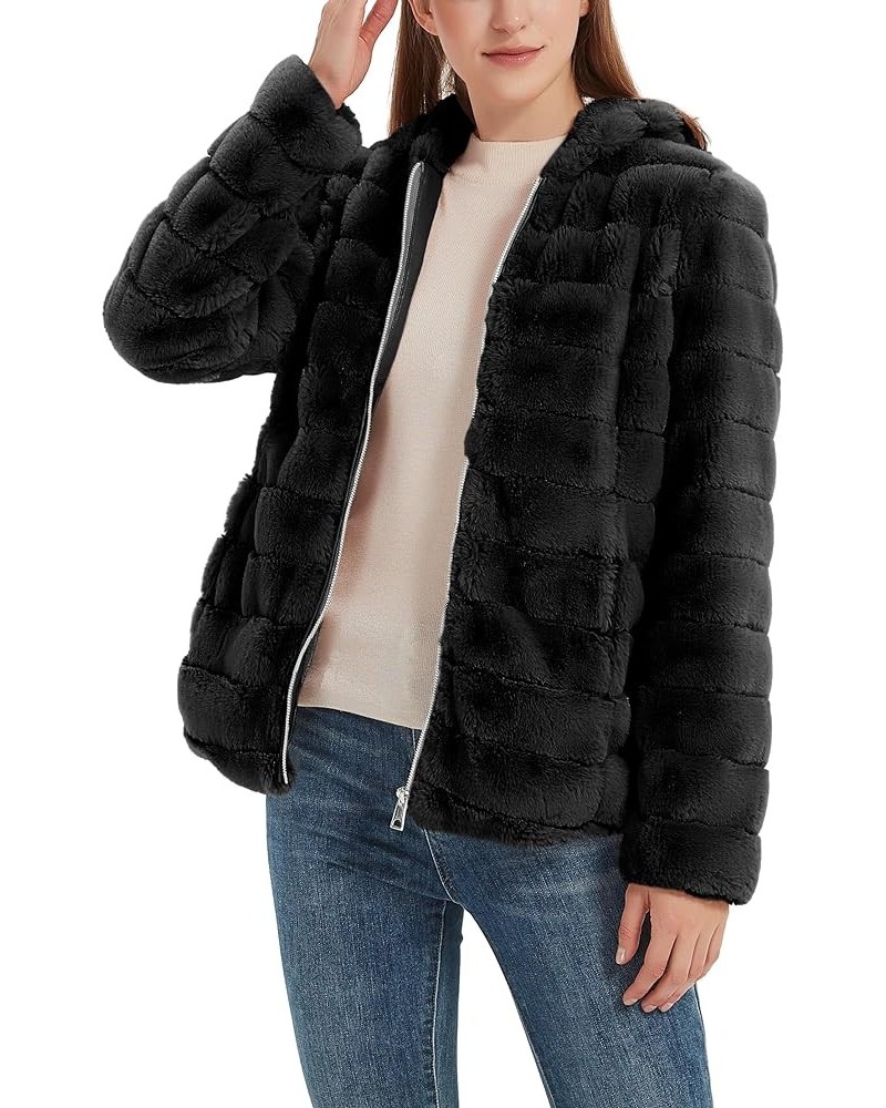 Women's Faux Fur Fleece Coat Sherpa Fuzzy Faux Shearling Zipper Casual Winter Warm Oversized Outwear Black, Soft $30.55 Jackets