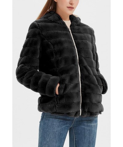 Women's Faux Fur Fleece Coat Sherpa Fuzzy Faux Shearling Zipper Casual Winter Warm Oversized Outwear Black, Soft $30.55 Jackets