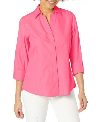 Women's Taylor 3/4 Sleeve with Fold-Back Cuff Solid Pinpoint Blouse French Rose $25.92 Blouses