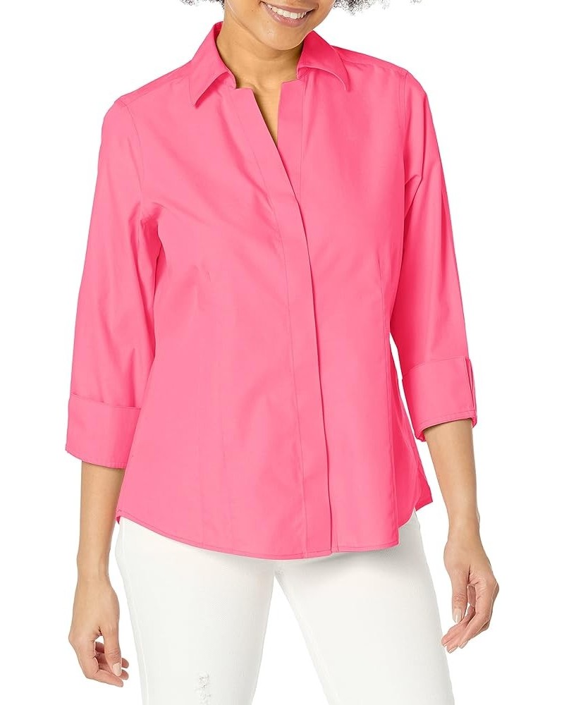 Women's Taylor 3/4 Sleeve with Fold-Back Cuff Solid Pinpoint Blouse French Rose $25.92 Blouses