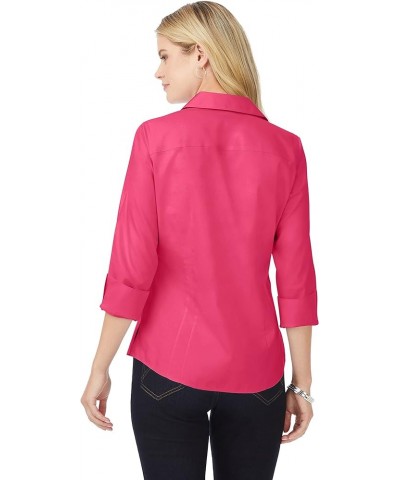 Women's Taylor 3/4 Sleeve with Fold-Back Cuff Solid Pinpoint Blouse French Rose $25.92 Blouses