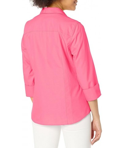 Women's Taylor 3/4 Sleeve with Fold-Back Cuff Solid Pinpoint Blouse French Rose $25.92 Blouses