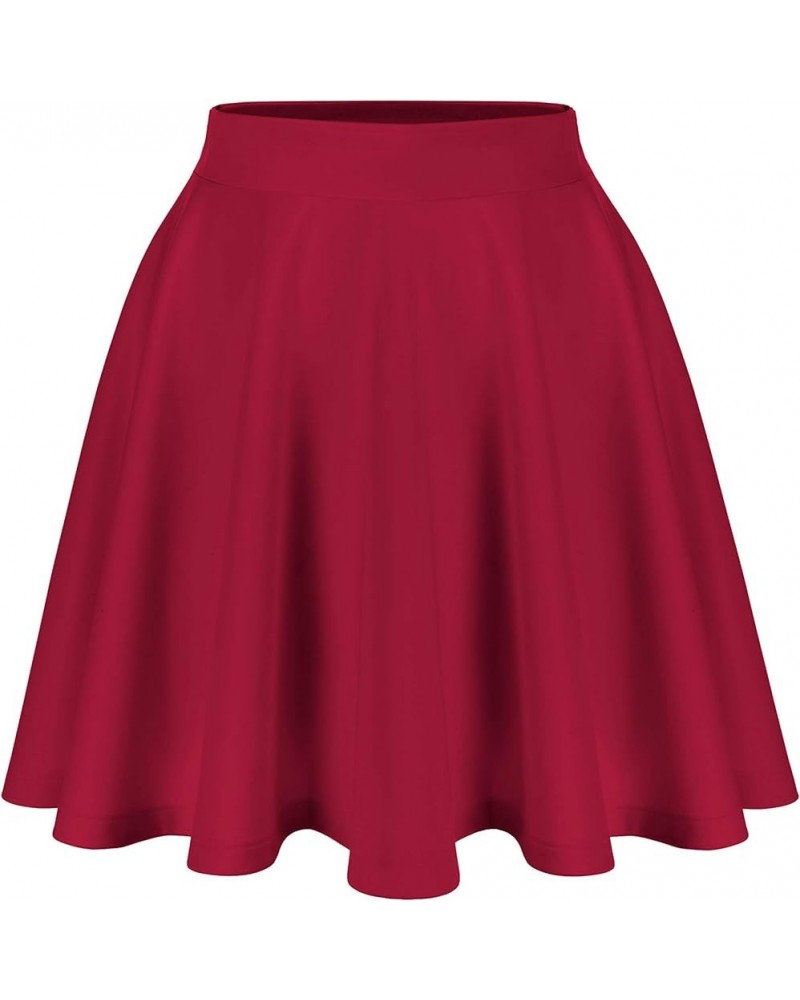 DFF Shop Women's Basic Versatile Flared Skater Skirt (Size: S - 3X) Wine $14.09 Skirts