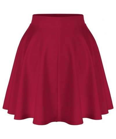 DFF Shop Women's Basic Versatile Flared Skater Skirt (Size: S - 3X) Wine $14.09 Skirts