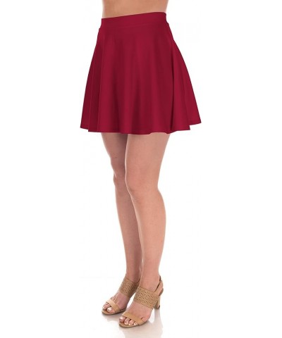 DFF Shop Women's Basic Versatile Flared Skater Skirt (Size: S - 3X) Wine $14.09 Skirts