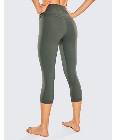 Womens High Waisted Workout Capri 19 Inches - Gym Compression Tummy Control Yoga Leggings Pants Grey Sage $15.08 Leggings