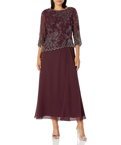 Women's BOAD Neck Asymetrical Beaded Dress Wine Multi $58.25 Dresses