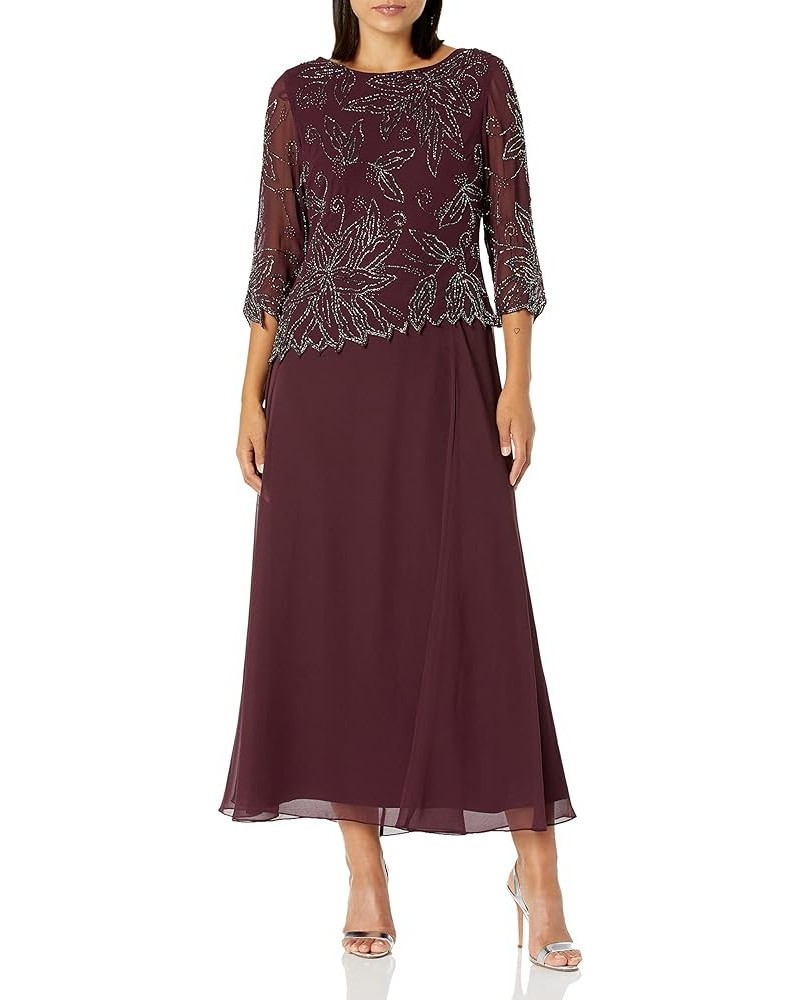 Women's BOAD Neck Asymetrical Beaded Dress Wine Multi $58.25 Dresses