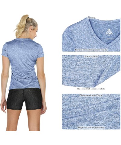 Workout Shirts Yoga Tops Activewear V-Neck T-Shirts for Women Running Fitness Sports Short Sleeve Tees Blue $10.19 Activewear