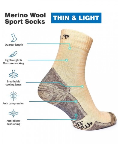 Thin Merino Wool Socks for Women and Men - Merino Wool Running Socks Quarter Style Peach Grey Pack of 2 $12.64 Socks