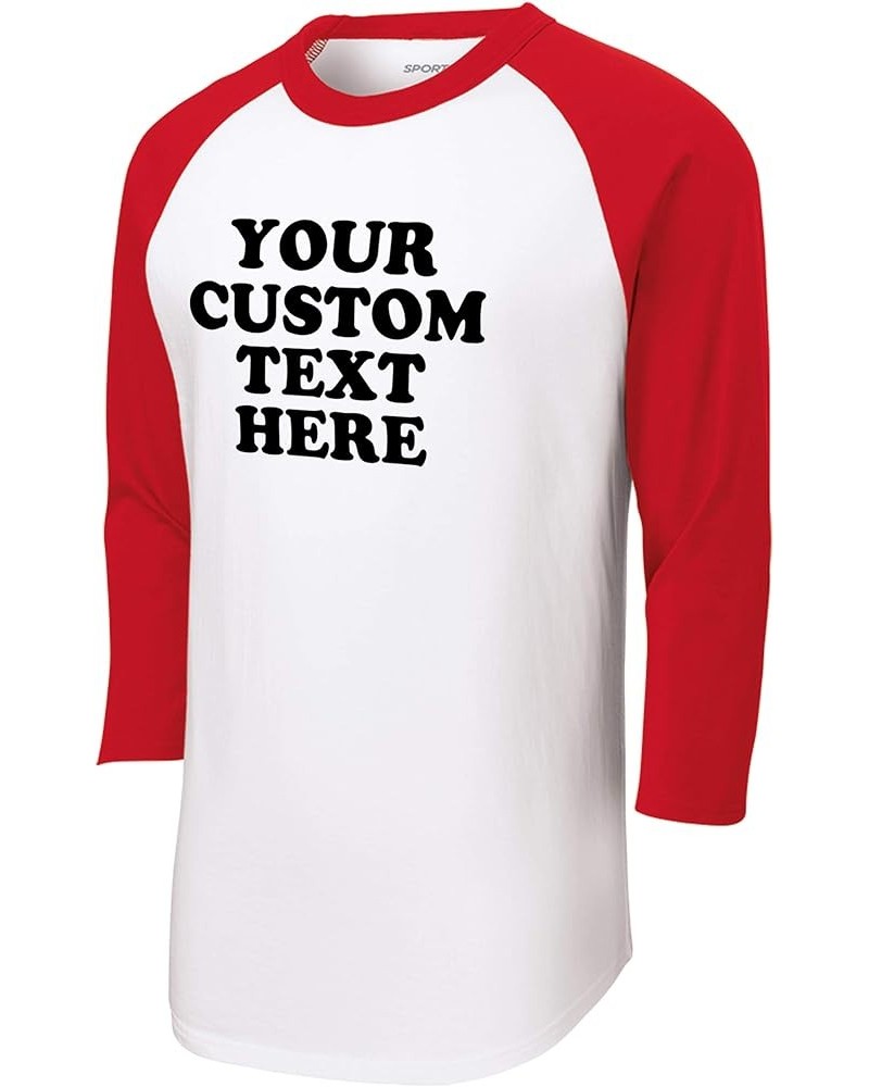 Custom Your Text Here Baseball T-Shirt | Adult Sizes | Add Your Team, Name, Number | Raglan 3/4 Sleeve, Unisex, 100% Cotton W...