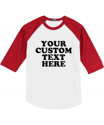 Custom Your Text Here Baseball T-Shirt | Adult Sizes | Add Your Team, Name, Number | Raglan 3/4 Sleeve, Unisex, 100% Cotton W...