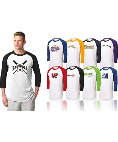 Custom Your Text Here Baseball T-Shirt | Adult Sizes | Add Your Team, Name, Number | Raglan 3/4 Sleeve, Unisex, 100% Cotton W...