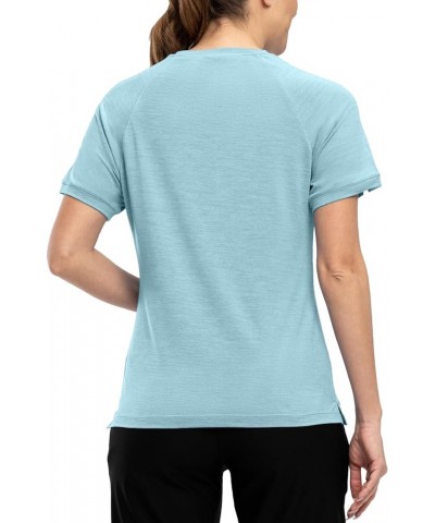 Women's Short Sleeve Workout Shirts Dry Fit UPF 50+ Moisture Wicking Athletic Running Sun T-Shirts Sky Blue $11.95 Activewear