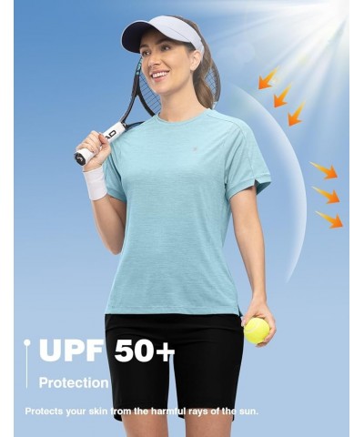 Women's Short Sleeve Workout Shirts Dry Fit UPF 50+ Moisture Wicking Athletic Running Sun T-Shirts Sky Blue $11.95 Activewear