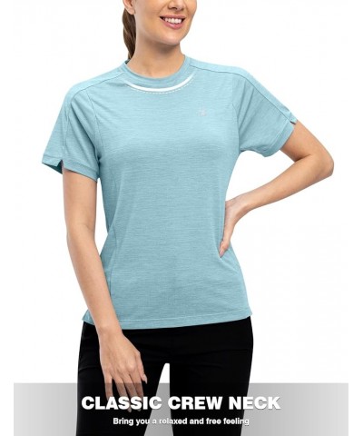 Women's Short Sleeve Workout Shirts Dry Fit UPF 50+ Moisture Wicking Athletic Running Sun T-Shirts Sky Blue $11.95 Activewear