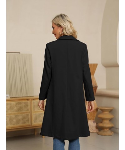 Womens Double Breasted Pea Trench Coat Fall Winter Classic Notched Lapel Collar Overcoat Midi Long Jacket Black $35.55 Coats