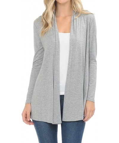 Women's Open Front Long Sleeve Jersey Knit Cardigan (25+ Colors/S-XL) Heather Grey $10.00 Sweaters