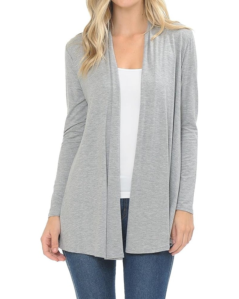 Women's Open Front Long Sleeve Jersey Knit Cardigan (25+ Colors/S-XL) Heather Grey $10.00 Sweaters