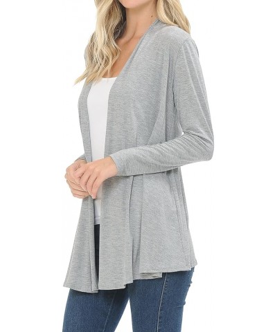 Women's Open Front Long Sleeve Jersey Knit Cardigan (25+ Colors/S-XL) Heather Grey $10.00 Sweaters