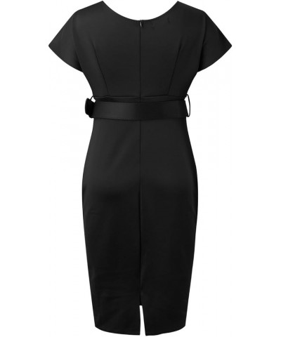 Wedding Guest Dress Women's Slim Bodycon Ruffle Short Sleeve Cocktail Midi Pencil Dress for Wedding Guest Women Cygb-black $1...