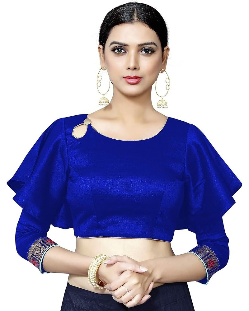 Women's Blouse for Saree New Indian Readymade Bollywood Designer Party Wear Padded Crop Top Choli Plus Size Royal Blue 1 $25....