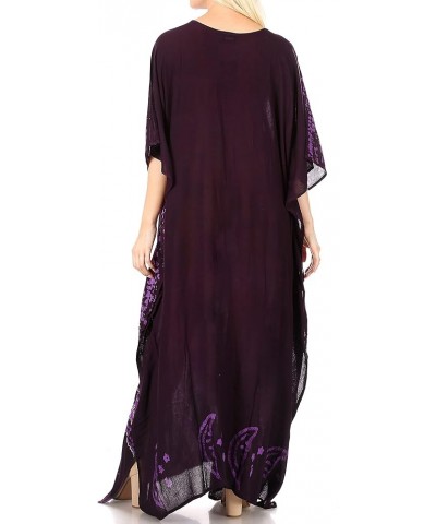 Tacy Women's Casual Boho Summer Maxi Dress Caftan Kaftan Cover-up LougeWear 9-eggplant $16.79 Swimsuits