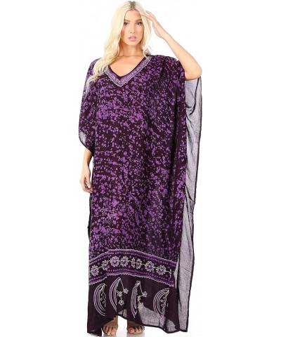 Tacy Women's Casual Boho Summer Maxi Dress Caftan Kaftan Cover-up LougeWear 9-eggplant $16.79 Swimsuits