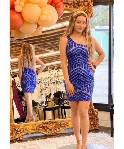 Women's Short Sequin Homecoming Dresses for Teens Tight V-Neck Prom Dress 2024 Cocktail Party Gwons B-navy Blue $28.07 Dresses