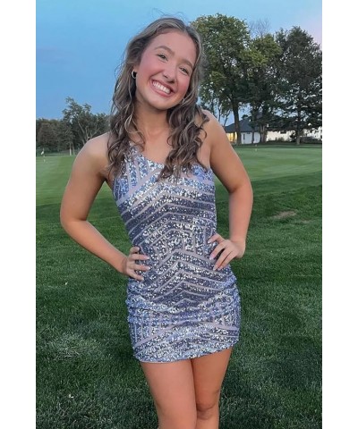 Women's Short Sequin Homecoming Dresses for Teens Tight V-Neck Prom Dress 2024 Cocktail Party Gwons B-navy Blue $28.07 Dresses