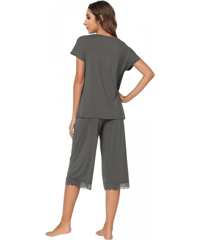 Pajamas Set for Women Summer Sleepwear Soft Tops Capri Pants Viscsoe from Bamboo Lounge Pjs S-XXL C-iron Grey $25.19 Sleep & ...