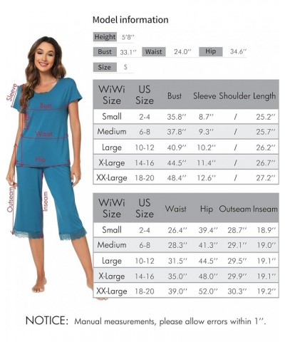 Pajamas Set for Women Summer Sleepwear Soft Tops Capri Pants Viscsoe from Bamboo Lounge Pjs S-XXL C-iron Grey $25.19 Sleep & ...