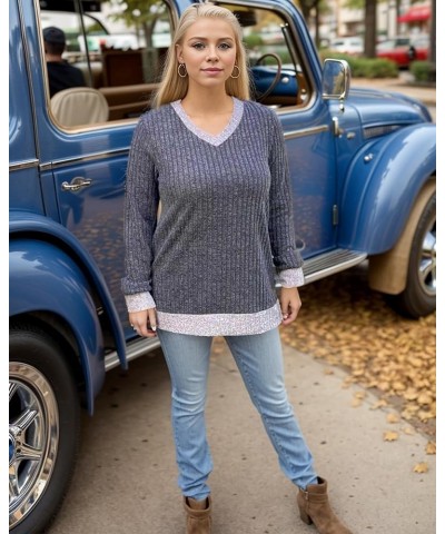 Sweaters for Women Lightweight V Neck Long Sleeve Tunics Soft Fall Clothes Trending Now 2023 A-dark Grey $8.54 Sweaters