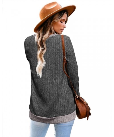 Sweaters for Women Lightweight V Neck Long Sleeve Tunics Soft Fall Clothes Trending Now 2023 A-dark Grey $8.54 Sweaters