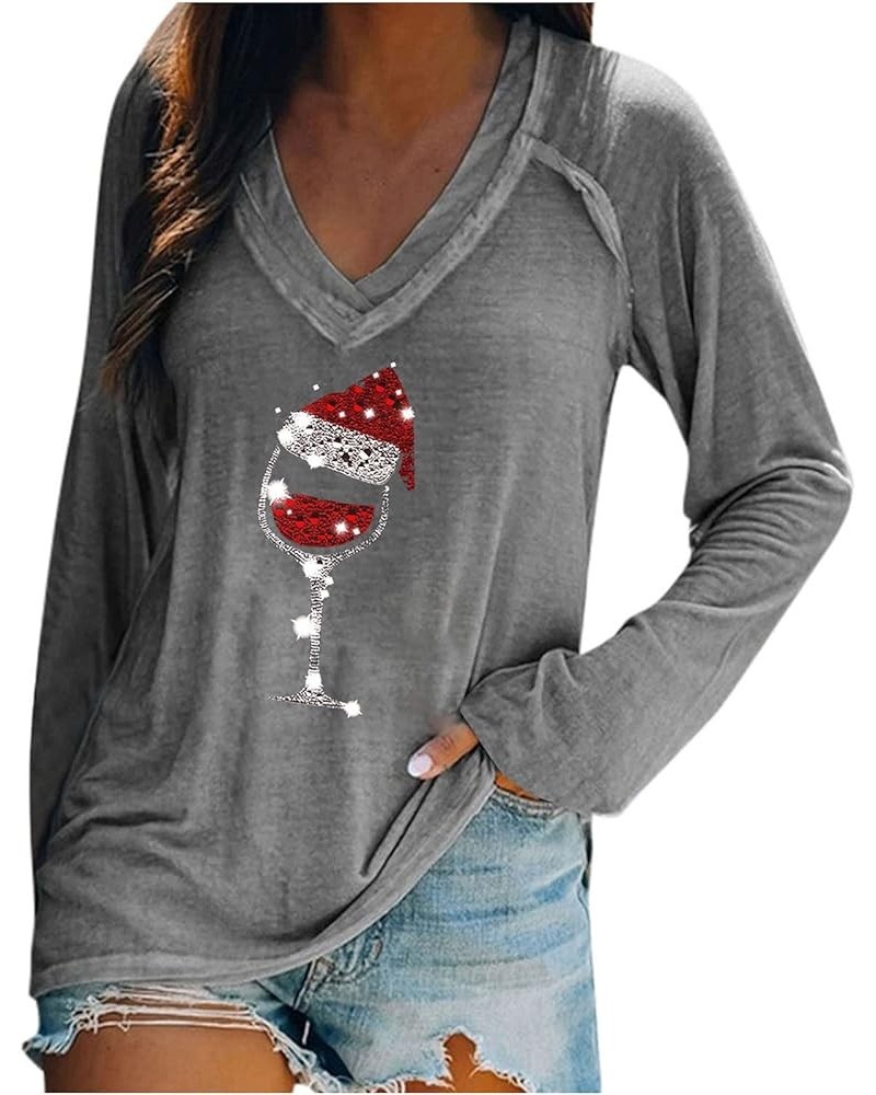 Womens Relaxed Fit T Shirts Long Short 3/4 Sleeve Crew V Neck Festival Vacation Tops Tee for Women Fall Summer 2024 Christmas...