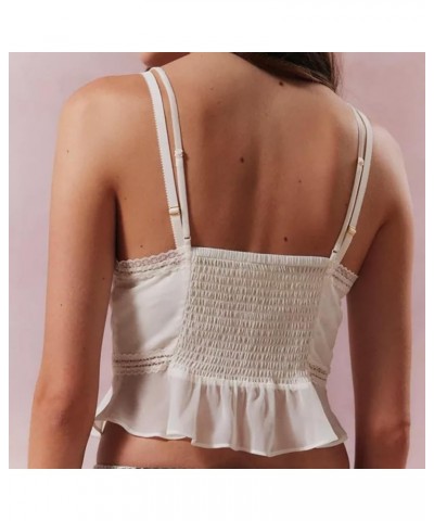 Women Lace Trim Cami Shirt Sexy See Through Sleeveless Spaghetti Strap Camisoles Cute Y2k Going Out Crop Tank Tops Ab Tie Fro...