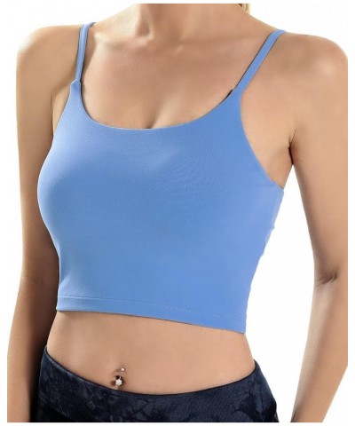 Sports Bras for Women Quick-Dry Padded Wirefree Workout Crop Cute Tank Tops Camisole Yoga Fitness Running Gym Blue $11.59 Lin...