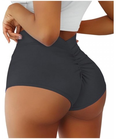 Women's High Waist Yoga Booty Shorts V Back Scrunch Gym Workout Spandex Dance Hot Pants Butt Lifting Rave Bottoms Dark Grey $...