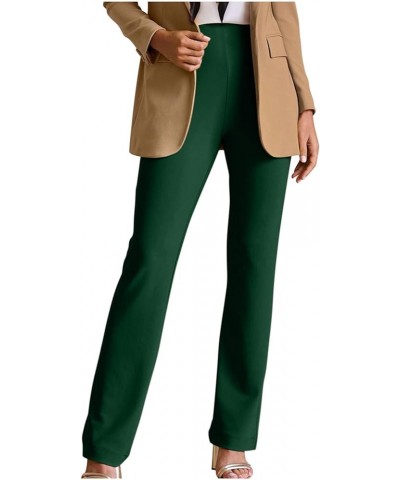 Women Dress Pants High Waisted Trousers Work Office Pants Solid Straight Leg Pants Business Casual Pants with Pockets Green $...