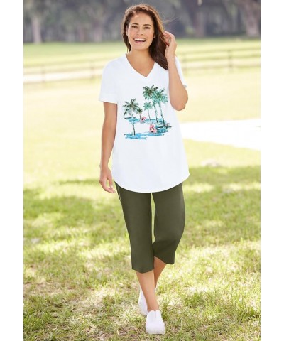 Women's Plus Size Two-Piece V-Neck Tunic & Capri Set Heather Grey Americana Heart $19.09 Pants