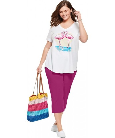 Women's Plus Size Two-Piece V-Neck Tunic & Capri Set Heather Grey Americana Heart $19.09 Pants