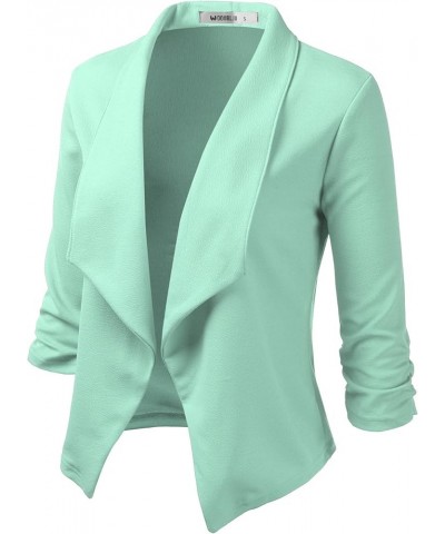 Ruched 3/4 Sleeve Open Front Draped Blazers Business Casual Basic Work Jackets for Womens Clothes with Plus Size Mint $15.30 ...