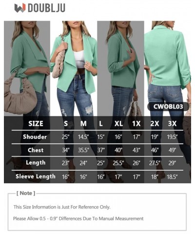 Ruched 3/4 Sleeve Open Front Draped Blazers Business Casual Basic Work Jackets for Womens Clothes with Plus Size Mint $15.30 ...