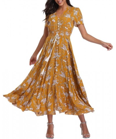 Women's Floral Maxi Dresses Boho Button up Split Beach Party Long Dress Floral 29 $10.59 Dresses